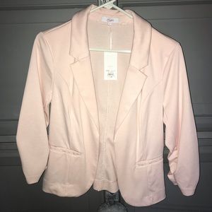 Light pink cropped cotton blazer